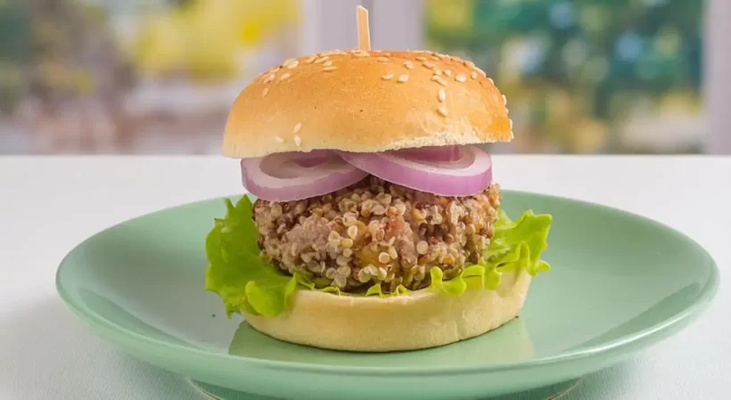 Hambúrguer de Quinoa e Carne delicioso