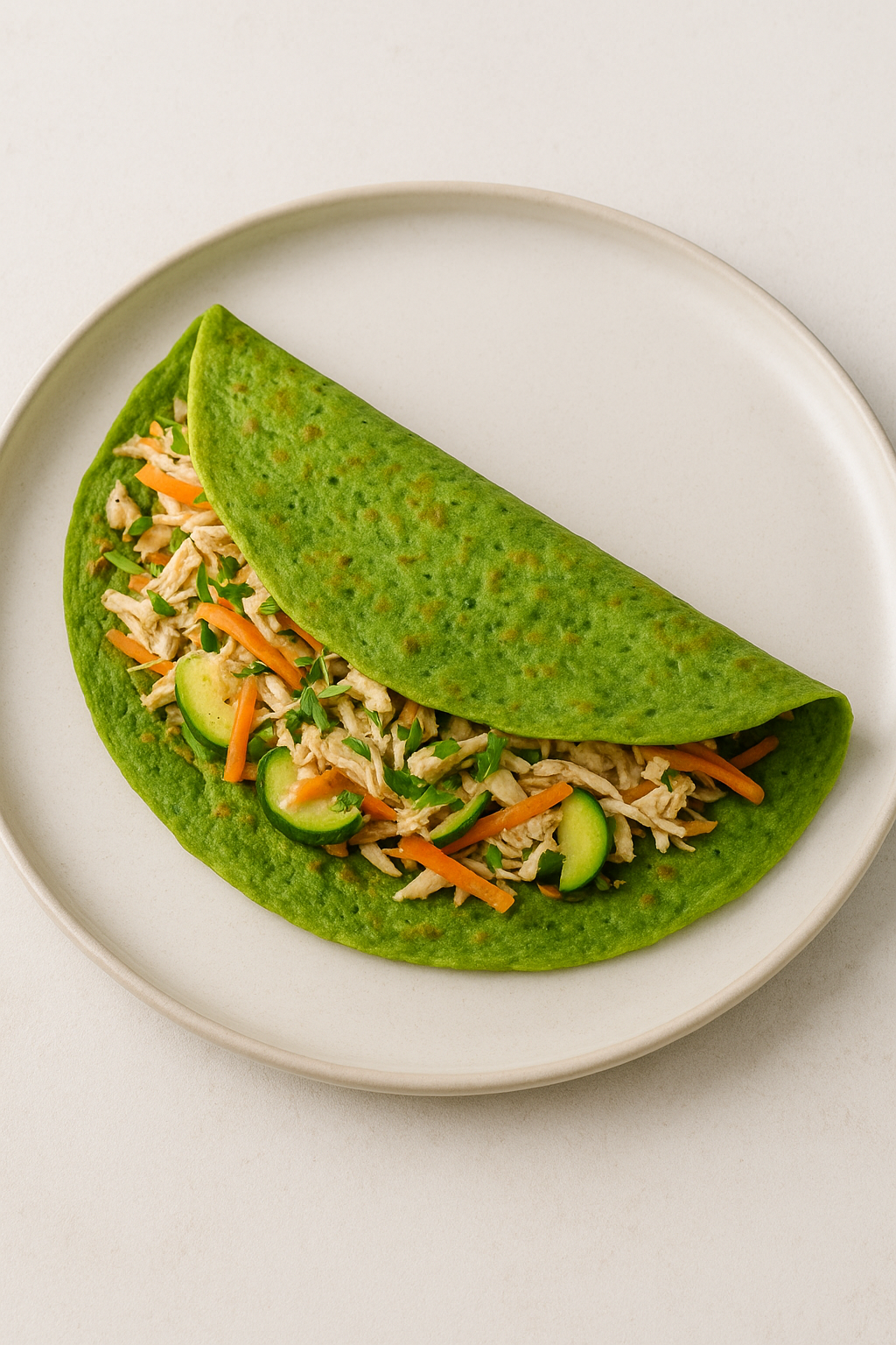 Receita Fit Caseira: Panqueca Verde Energizante com Recheio de Frango e Legumes