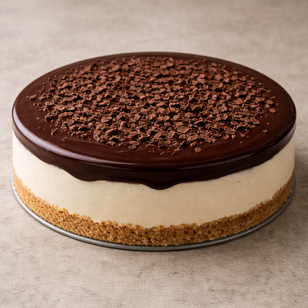 Torta Alemã Cremosa de Baunilha com Chocolate Meio Amargo