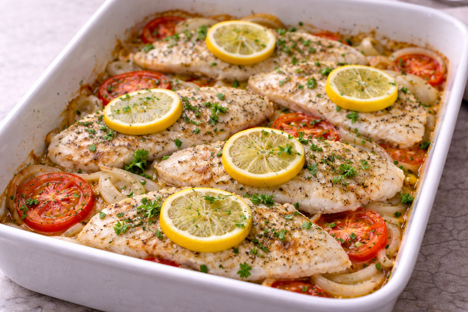 Preparando um Delicioso Peixe Assado com Tomate, Cebola e Limão
