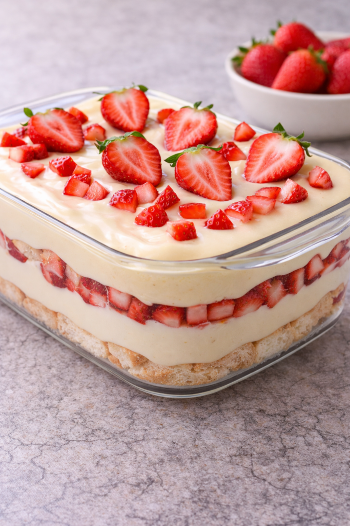 Pavê Cremoso de Chocolate Branco com Morango (aquele que todo mundo repete)