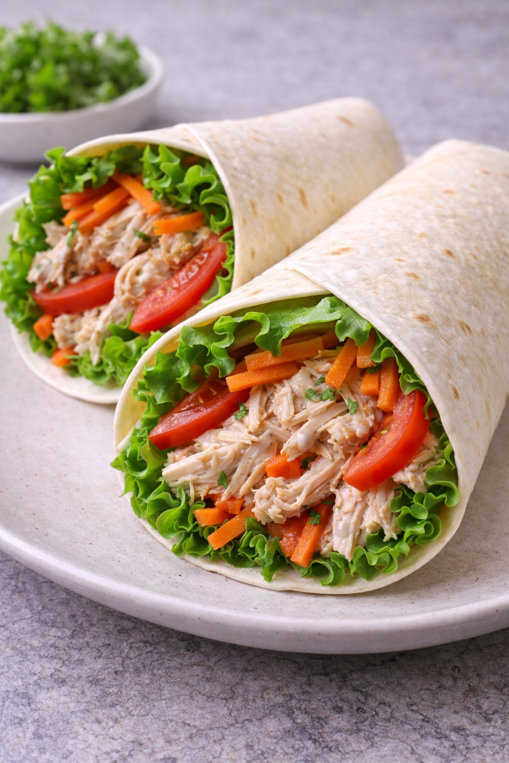 Wrap de Frango com Creme e Salada 🌮
