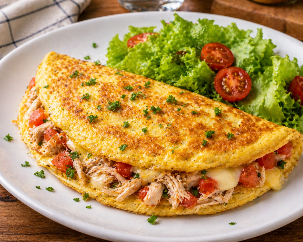 Omelete Proteico com Frango e Queijo